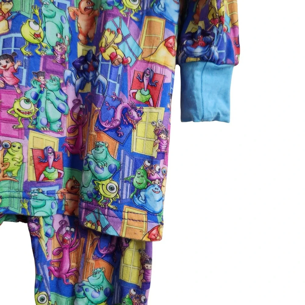 MONSTERS INC Size 12-18M Bamboo‎ Pajama Set Long Sleeve Pants Blue Soft Unisex